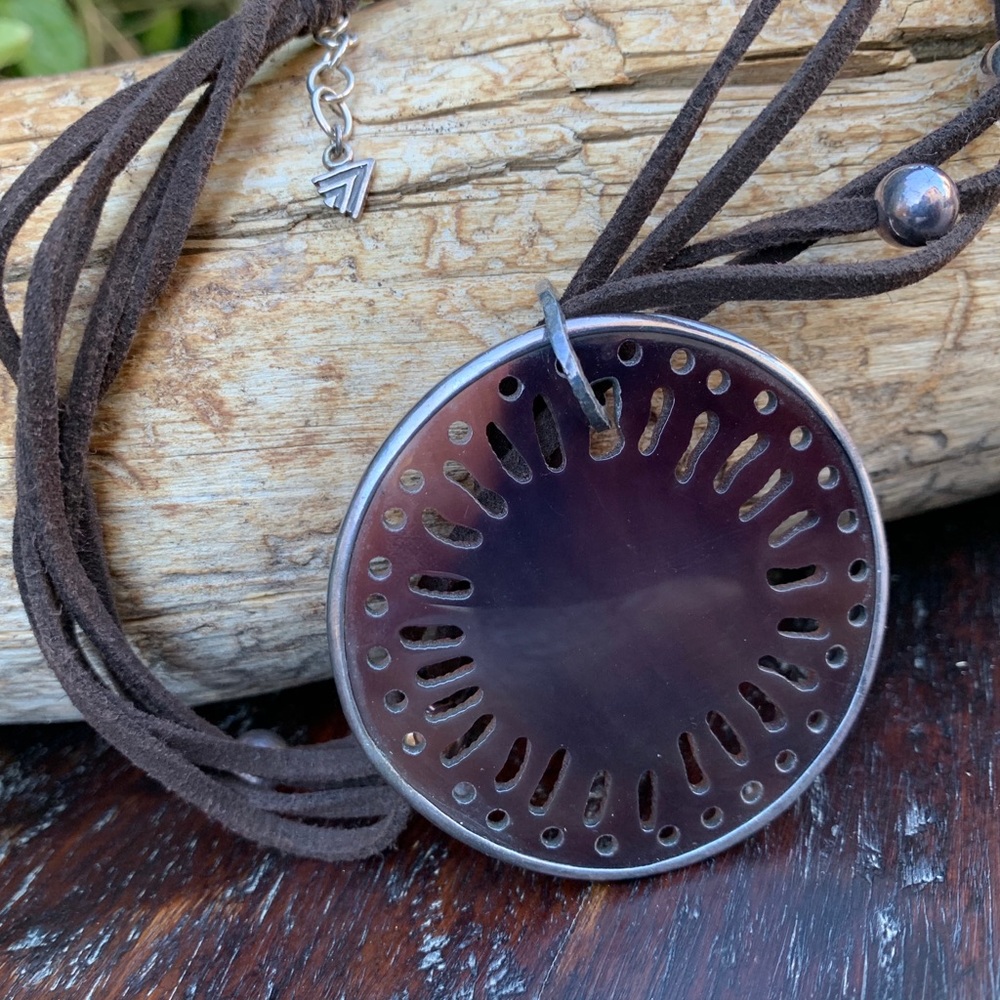 Silpada Silver & Brown Pen Shell Pendant Necklace